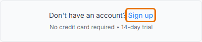 Sign-in page prompt with the Sign up link highlighted.