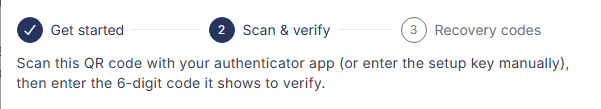 Scan and verify step instructing you to scan the QR code with your authenticator app.